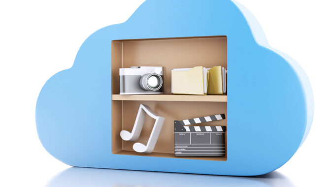3d Renderer Illustration. Cloud Computing Concept With Multimedia Icons On White Background